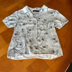 United by Blue S Teal Blue Short Sleeve Button Down Camp Floral Spring Summer